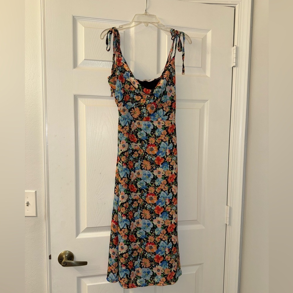 Francesca’s Floral Cowl Neck Dress!